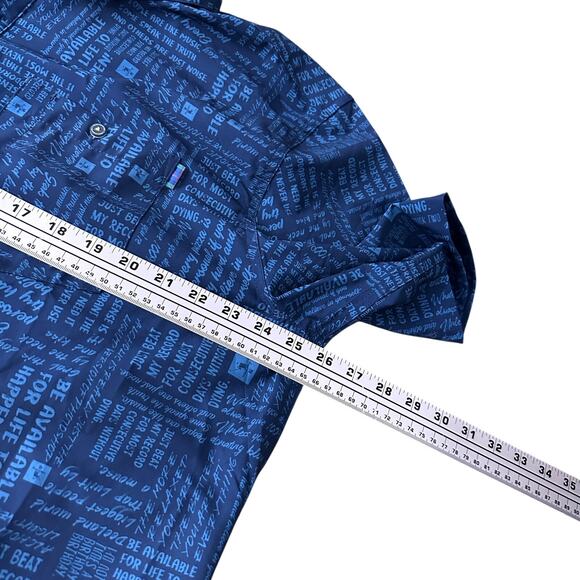 William Murray Shirt Men’s 2XL XXL Blue AOP Text Graphic Short Sleeve Button Up - Picture 8 of 10